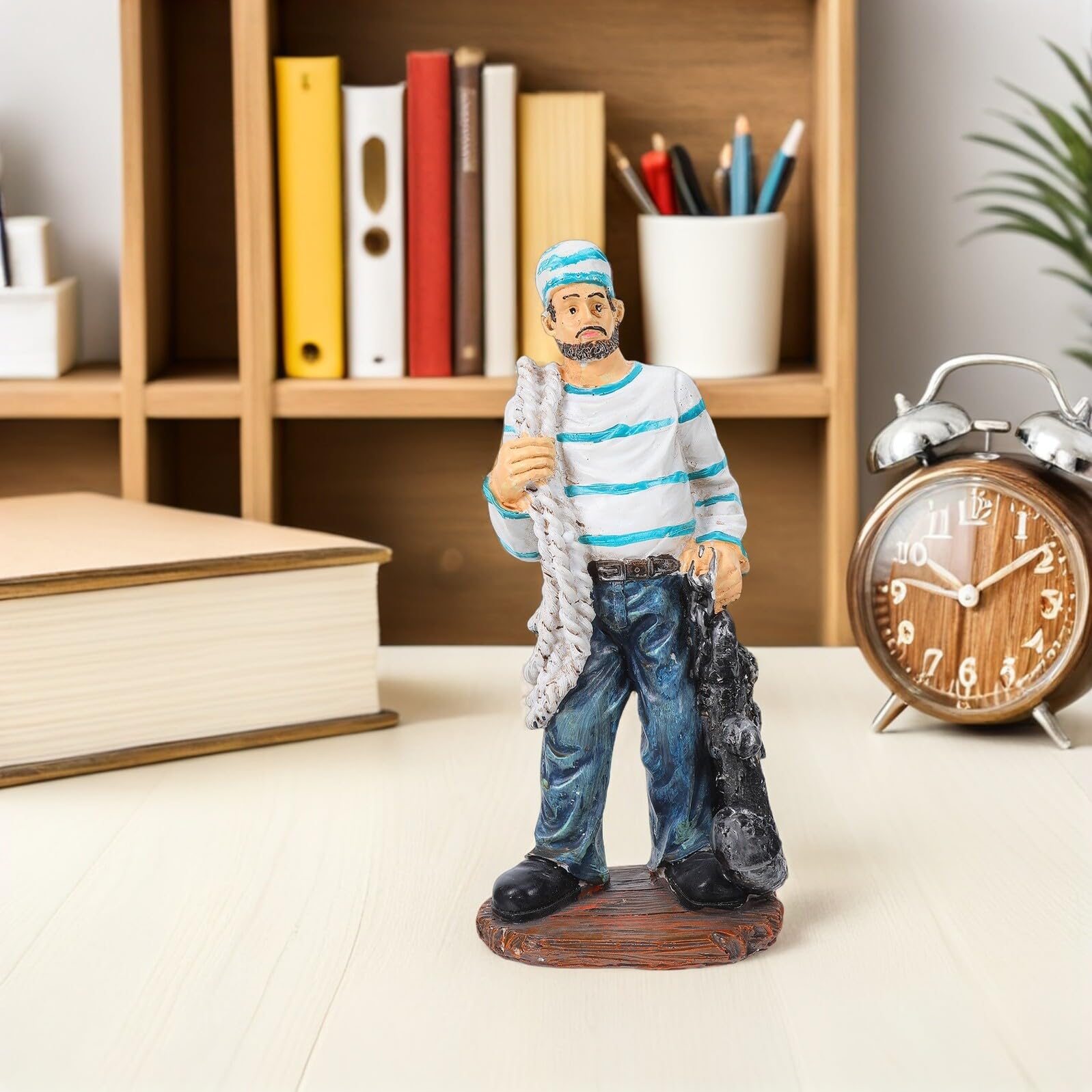 LIFKOME Figurka Dekoracyjna Marynarza Dekoracja Domu Kapitan Dekoracja Z Żywicy Śródziemnomorskiej Miniaturowe Figurki O Tematyce Plażowej Miniaturowe Domki Dla Lalek W Stylu