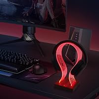 YuanDian Fejhallgató Tartó 16 Színváltó LED Világítással, Fa Headset Állvány USB és Type-C Töltőporttal, Érintésvezérléses, Távirányítós, Ga 4