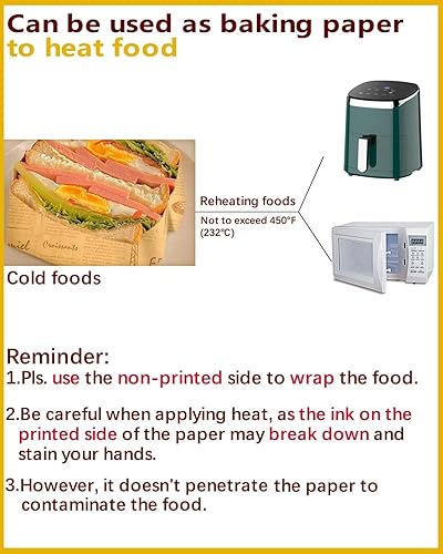 Miniatura 7 de Katbite 100 piezas de papel de envoltorio para sándwich, forros para cesta de alimentos de 12x12 pulgadas, papel de pergamino para hornear a prueba