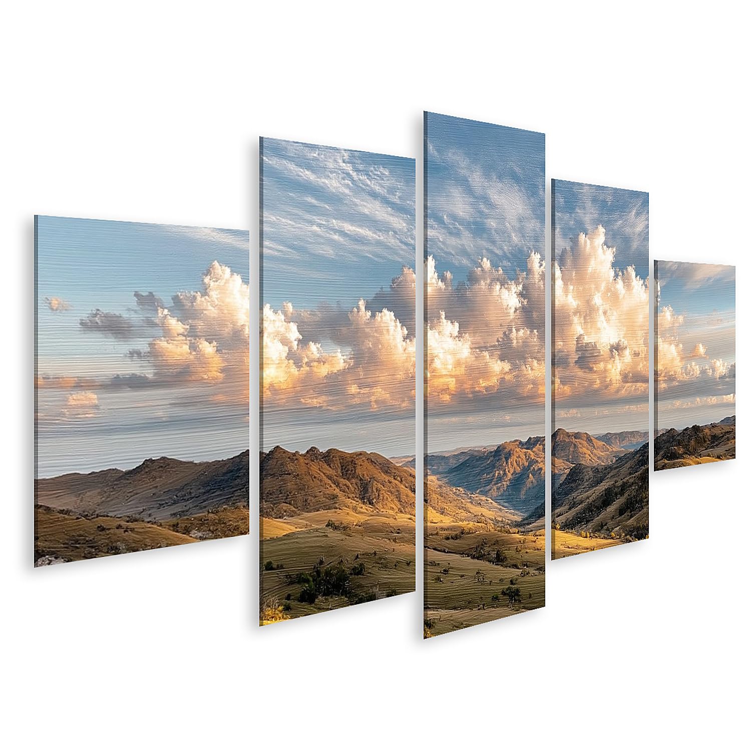 Tableau sur toile 5 pièces paysage collines et ciel décoration salon - 6