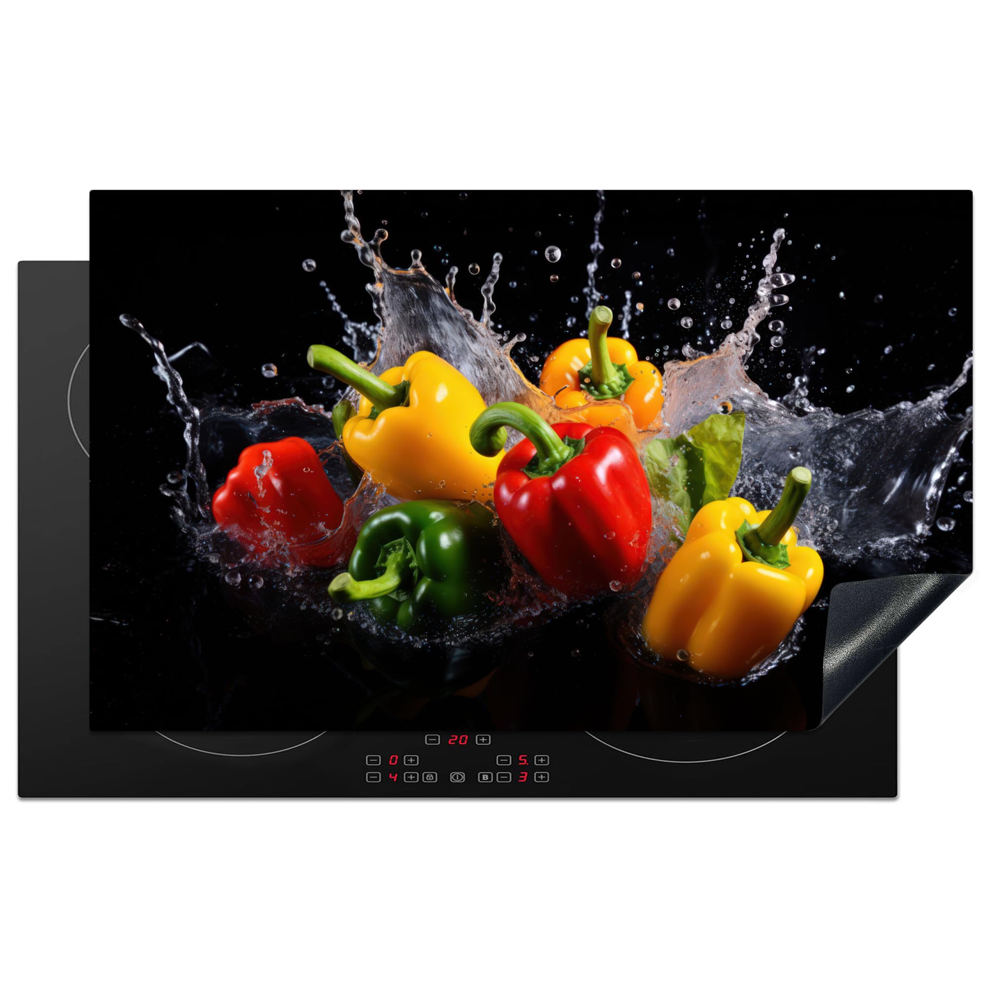 KitchenYeah© Induction Hob Protector Mat 20.3"x32.7" / 83x51.5 cm Cooker Top Protectors Cover Ceramic Covers Electric Hobs Vinyl Sweet Pepper - Black - Water - Red - Yellow