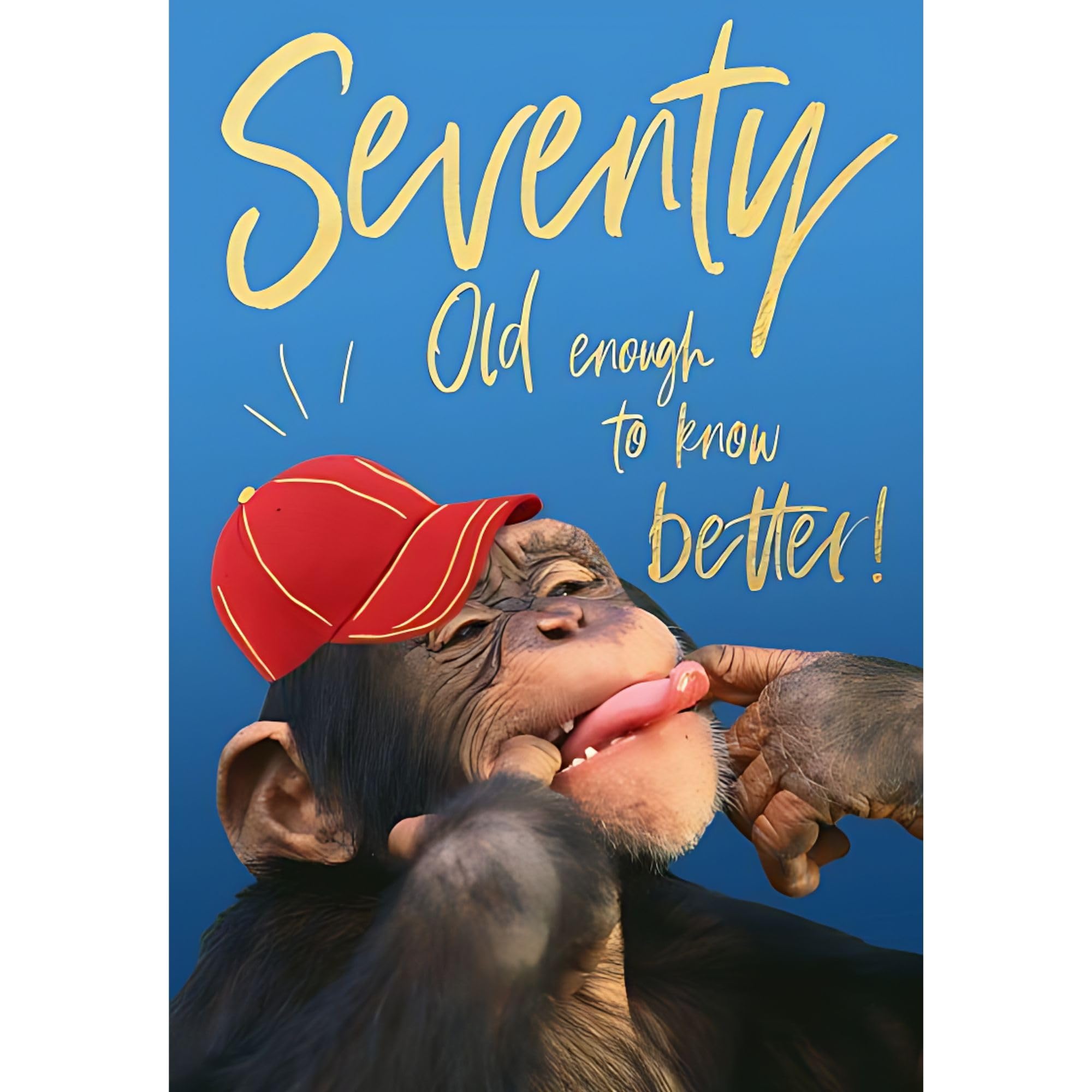 Biglietto Di Auguri Divertente Per 70° Compleanno Uomo - Design Scimmia Con Lamina Oro, Prodotto Nel Regno Unito