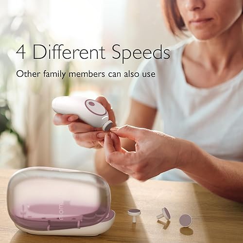 Miniatura 4 de Momcozy Lima eléctrica de uñas para bebé, recortadora de uñas eléctrica suave, cortaúñas para bebé con luz nocturna, 7 almohadillas de repuesto para