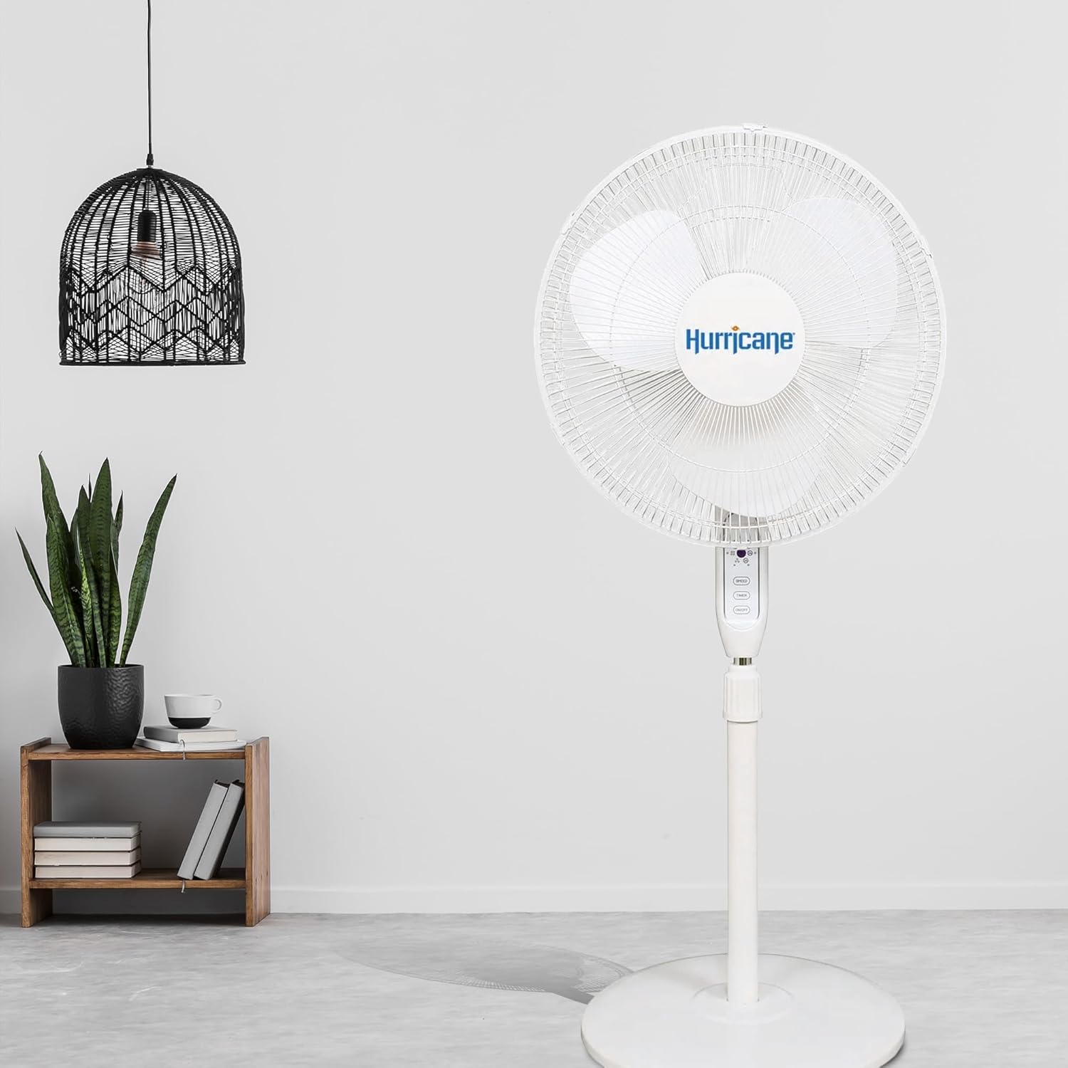 Hurricane Oscillating Pedestal Stand Fan for Home & Bedroom, 16" Supreme, White - Portable Standing Electric Fan for Indoor & Outdoor Cooling