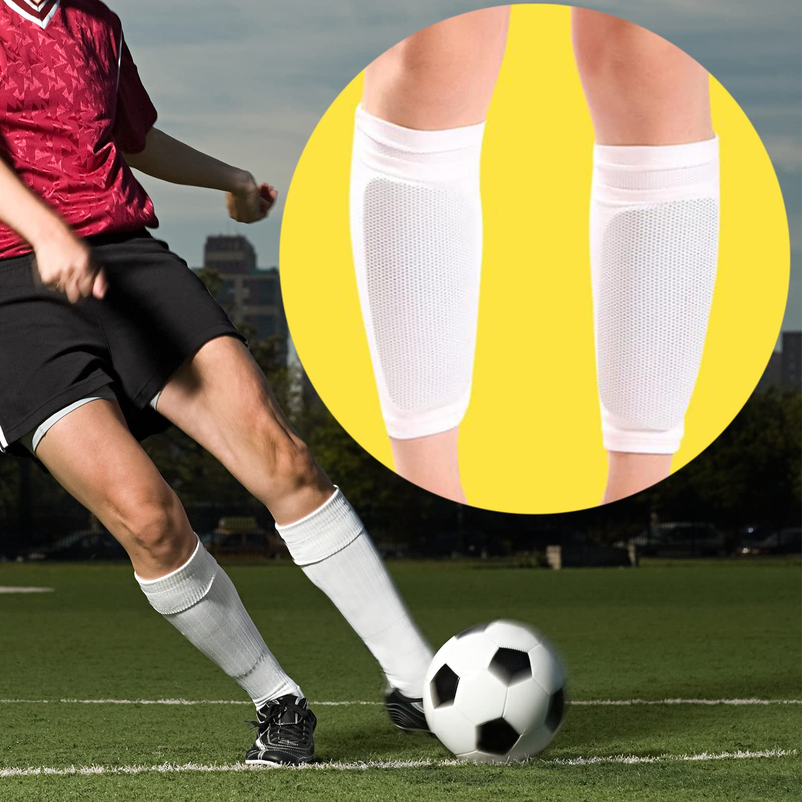 Espinilleras de fútbol EVA con Mangas de Alta Elasticidad y Velcro para niños