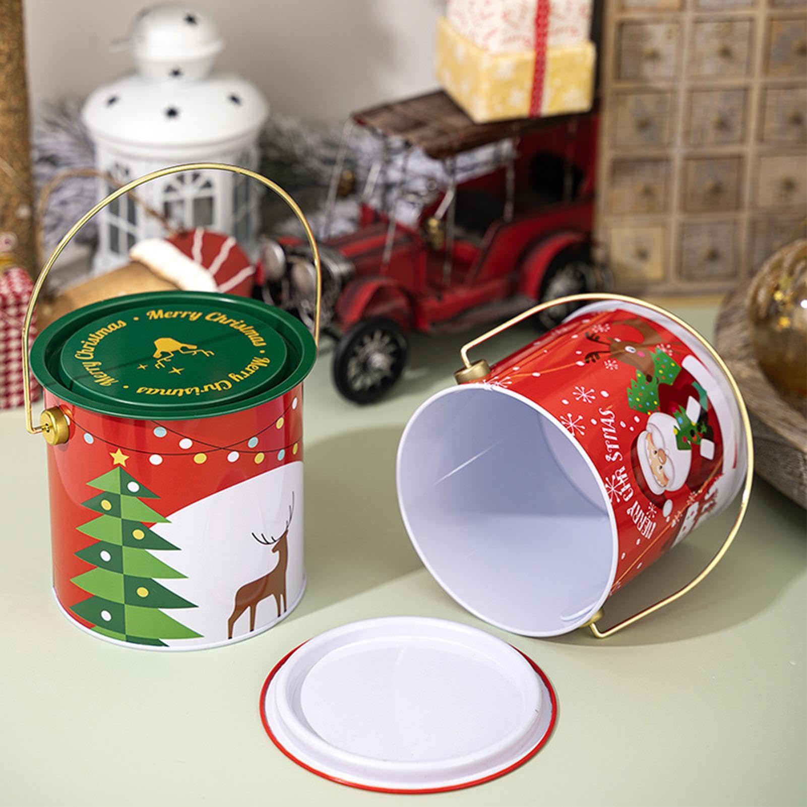 Bocaux à bonbons de Noël, boîtes à biscuits de Noël avec couvercle | Boîtes vides pour biscuits de Noël, boîtes décoratives pour chocolat, bonbons, biscuits, thé, café