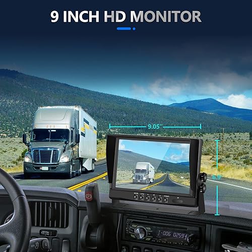 Miniatura 2 de Sistema de cámara de respaldo RV con cable, monitor AHD DVR de 9 pulgadas con 1080p IP69 resistente al aguavisión nocturna cámara trasera y frontal