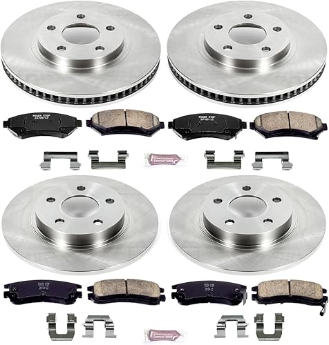 Miniatura 2 de Power Stop KOE1545 Kit de freno de repuesto delantero y trasero Autospecialty - Rotores de freno OE y pastillas de freno de cerámica específico de