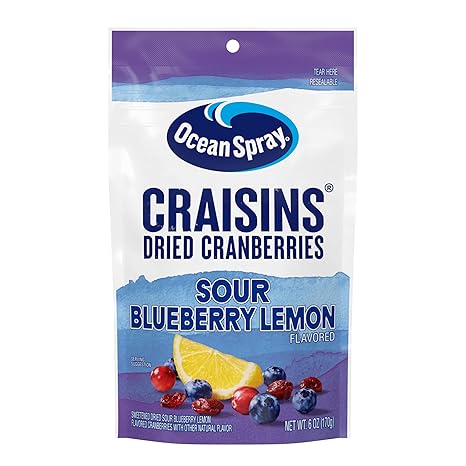 Ocean Spray® Craisins® Sweetened Dried Cranberries, Sour Blueberry Lemon, 6oz Pouch