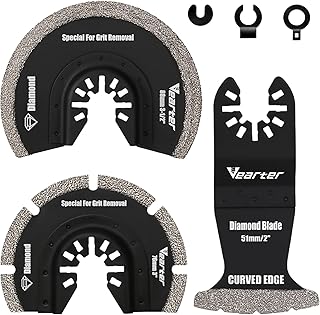 3 ferramentas multifuncionais de diamante com adaptador, multiferramenta de lâminas de serra oscilante, para azulejos de...