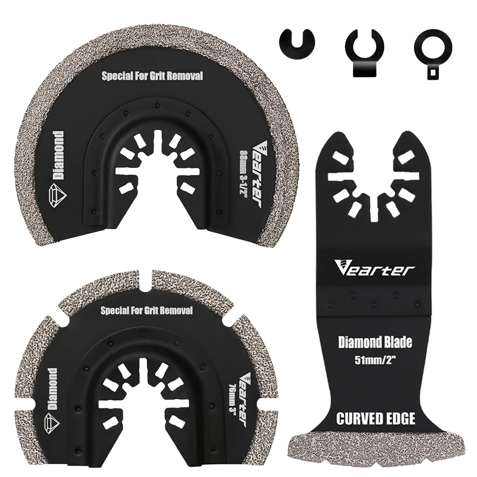 Lot de 3 outils multifonctions diamantés, adaptateur, lames de scie, oscillation pour carreaux en céramique, brique creuse, ciment, carrelage souple, maçonnerie