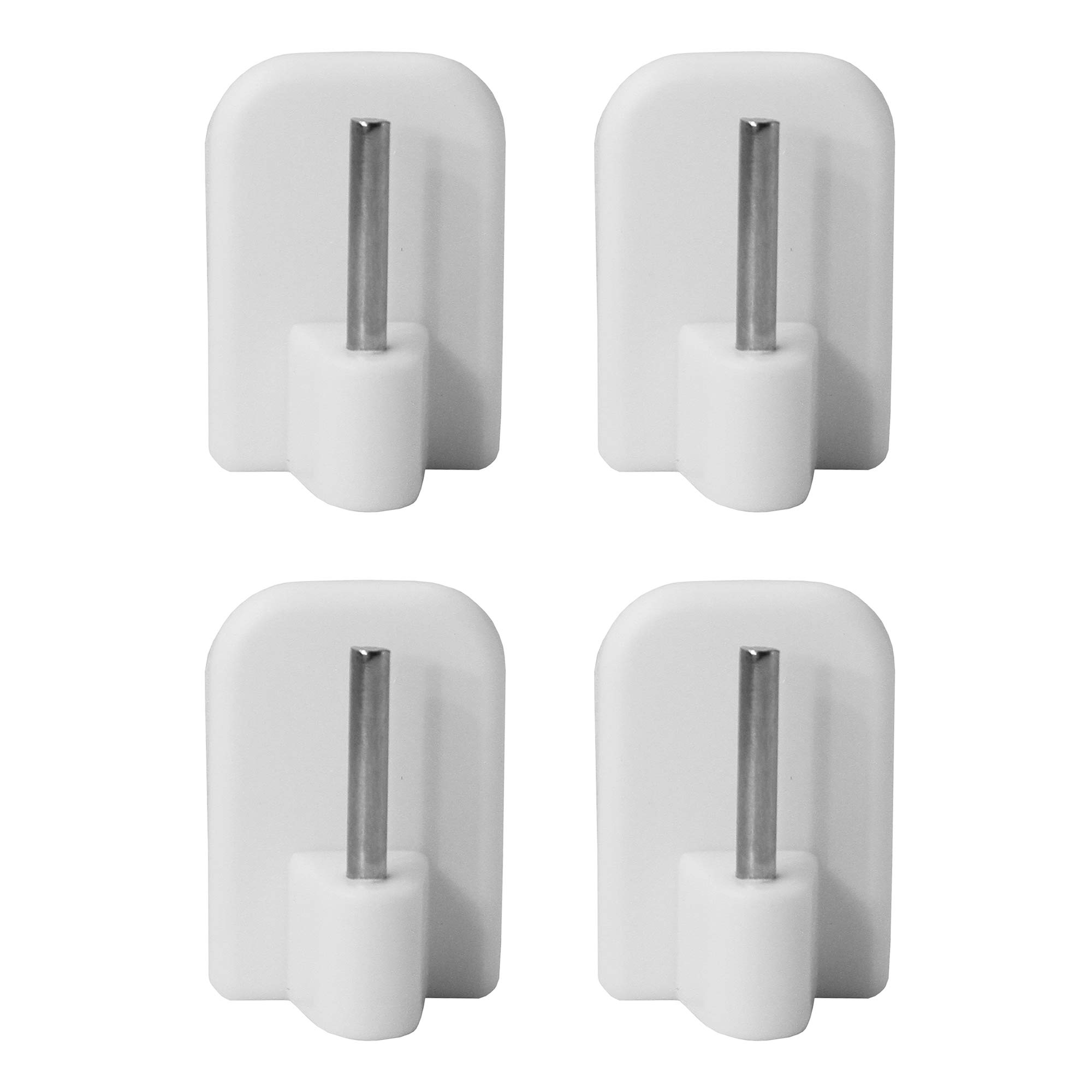 EVIDECO French Home Goods Self Adhesive Hooks Sash Rod Kitchen Curtains Set of 4 - White
