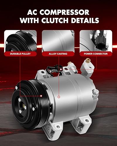 Miniatura 2 de Compresor del AC apto para 2002-2006 para Nissan Altima 2.5L, compresor de aire acondicionado de CA con embrague CO 10778JC 926008J021