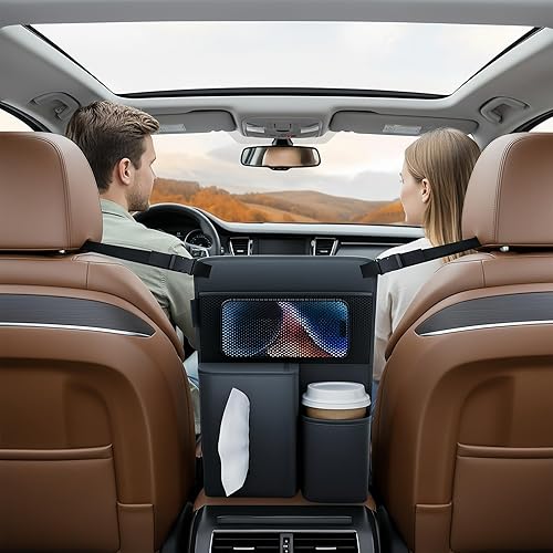 Miniatura 3 de Leather Console Organizer - Large Capacity Storage Bag, Car Seat Gap Filler with Multiple Pockets, Easy Access with Material, Vehicle Organizer,