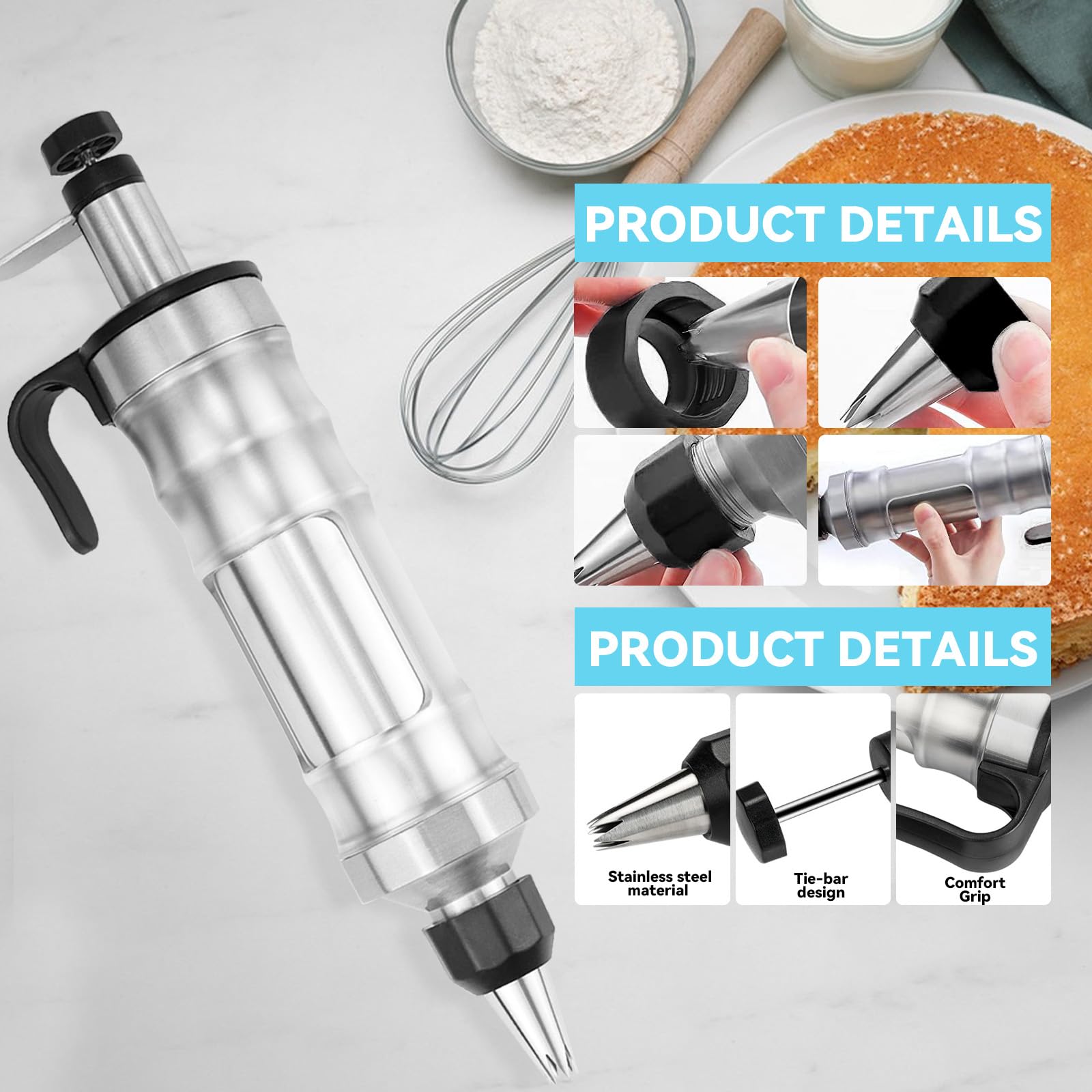 Erzekrim 40PCS Douilles de Décoration de Gâteau Douille Patisserie Seringue Gateau Seringue Alimentaire Patisserie Poches à Douille Réutilisables en Silicone pour Gâteaux Cupcakes Pâtisseries (Noir)