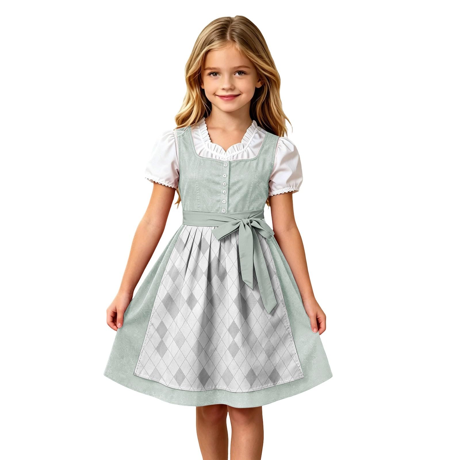 Girls Oktoberfest Costume Bavarian Beer Festival Dirndl Dress with Apron โ image 1