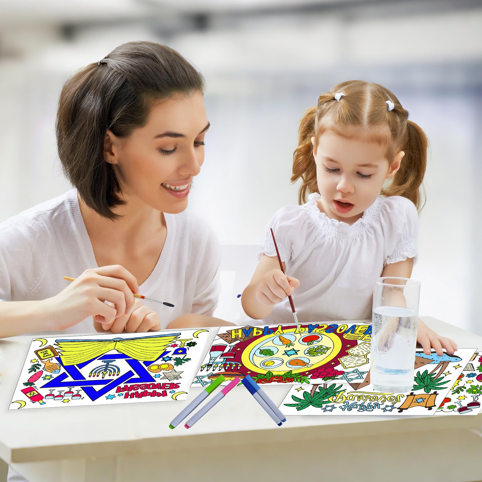 SYUCVQI 42 Pcs Passover Coloring Placemats Disposable Table Mats with Pens DIY Passover Coloring Paper Mats Table Passover Decors for Pesach Holiday Passover Theme Dinner Party Supplies - Image 5