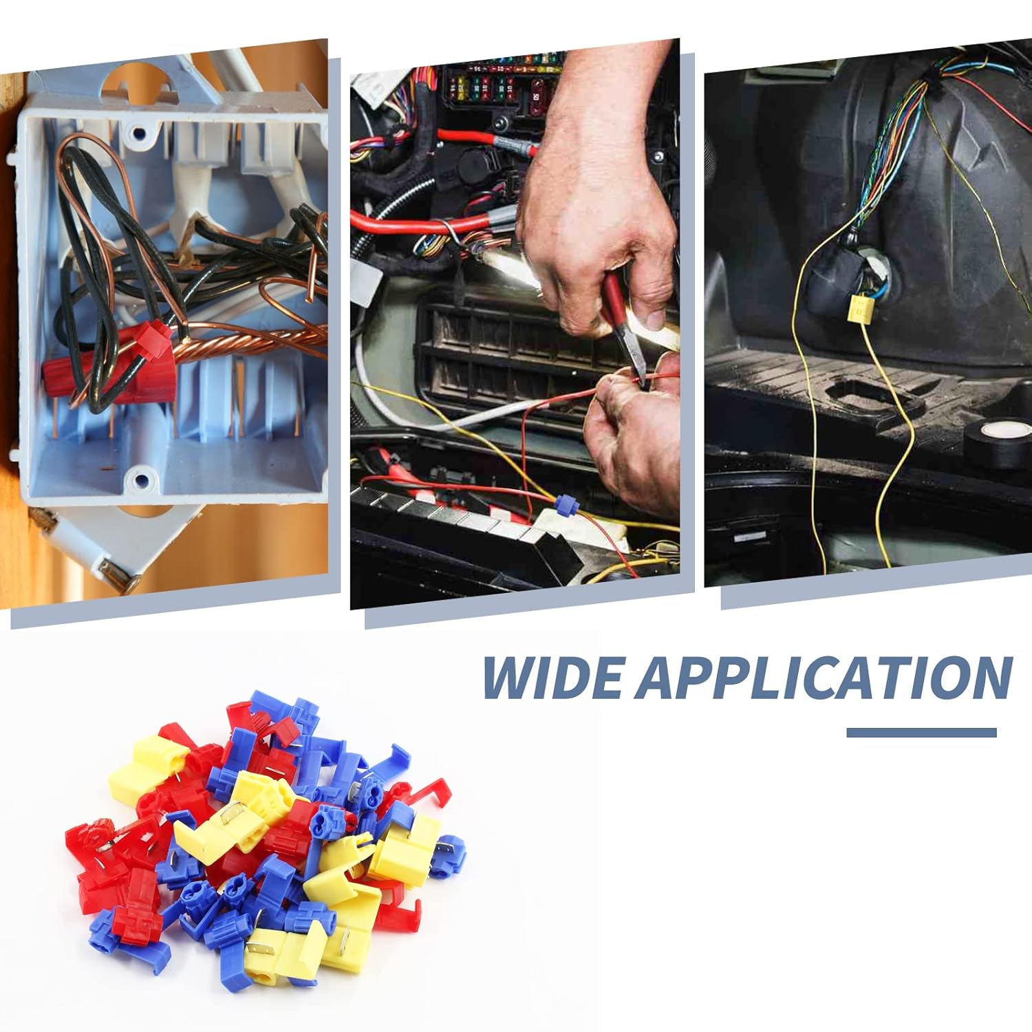 60 Pcs Solderless Quick Splice Snap Wire Connectors, Pressed Insulated Electrical Splice Wire Connectors (12-10 AWG Yellow 20 Pcs, 18-14 AWG Blue 20 Pcs, 22-18 AWG Red 20 Pcs)