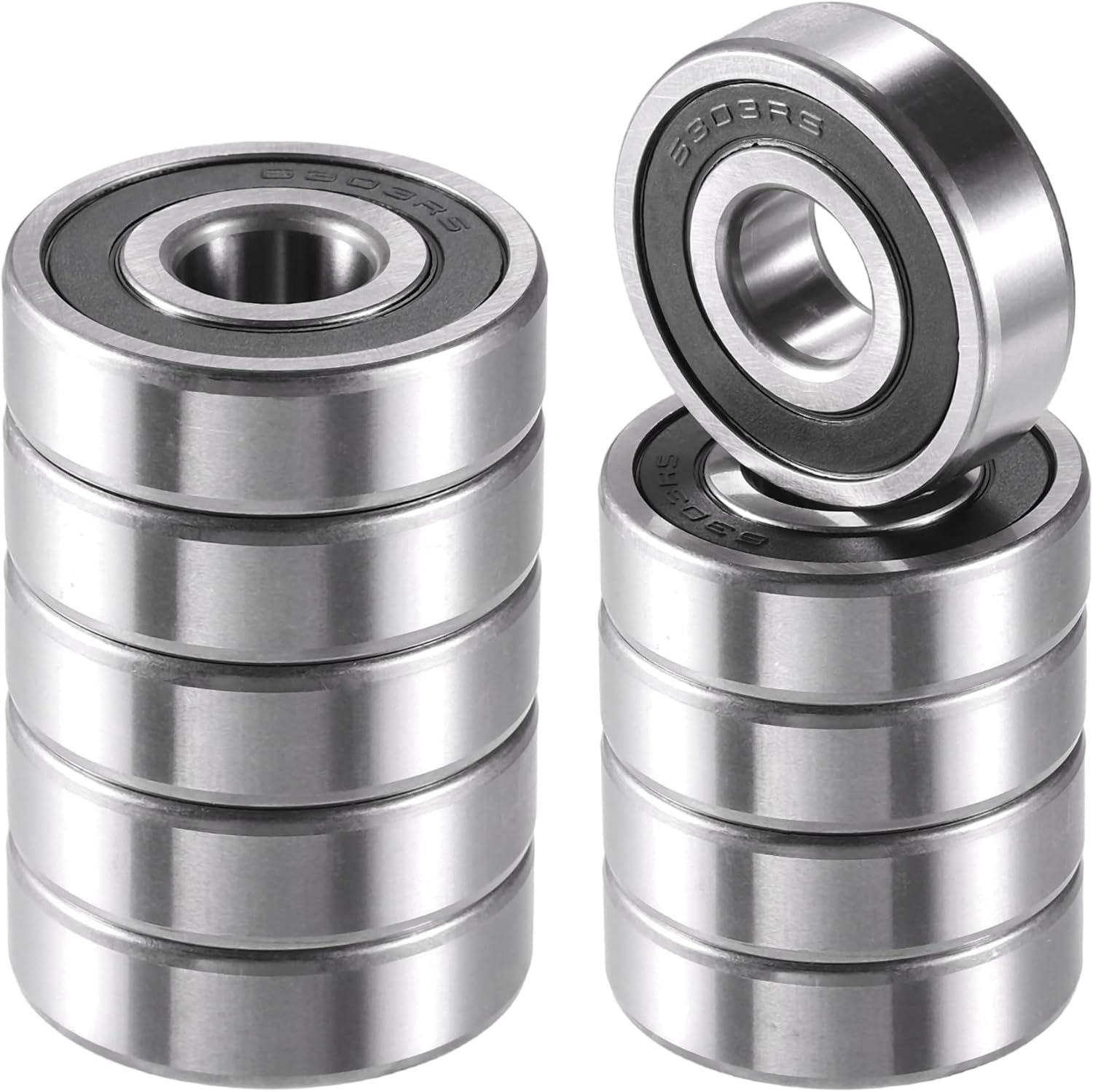 ACROPIX 6303-2RS Bearings Double Rubber Sealed Deep Groove Ball Bearings 17x47x14mm Silver Tone - Pack of 10