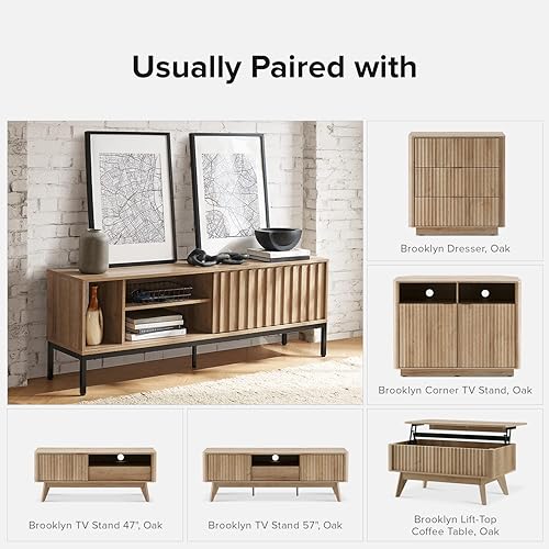 Miniatura 8 de mopio Norwin - Soporte de TV rústico industrial moderno de 64 pulgadas, gabinete multimedia, consola de TV para TV de hasta 70 pulgadas, con puerta