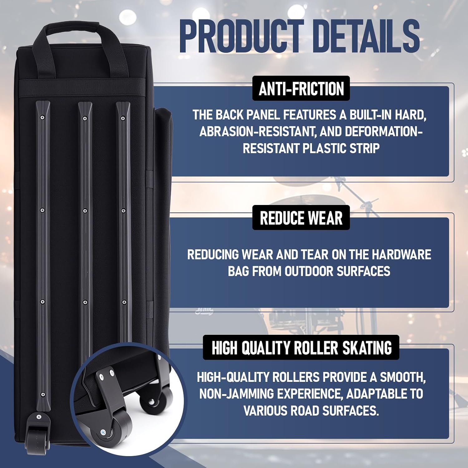 32 Inch Drum Hardware Duffle Bag with Wheels & Protective Padding image 4