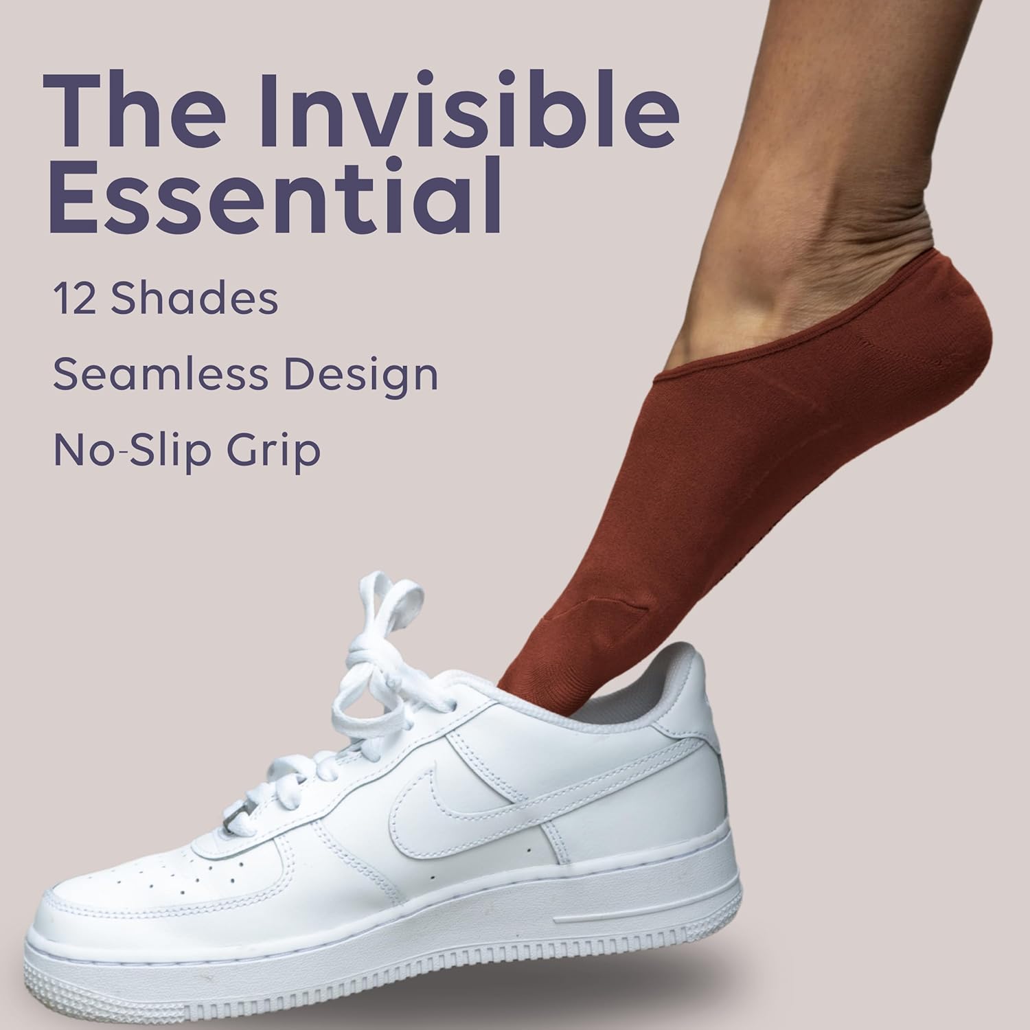 Nude Barre No Show Ankle Socks for Women and Men - Non Slip, 3 Pair