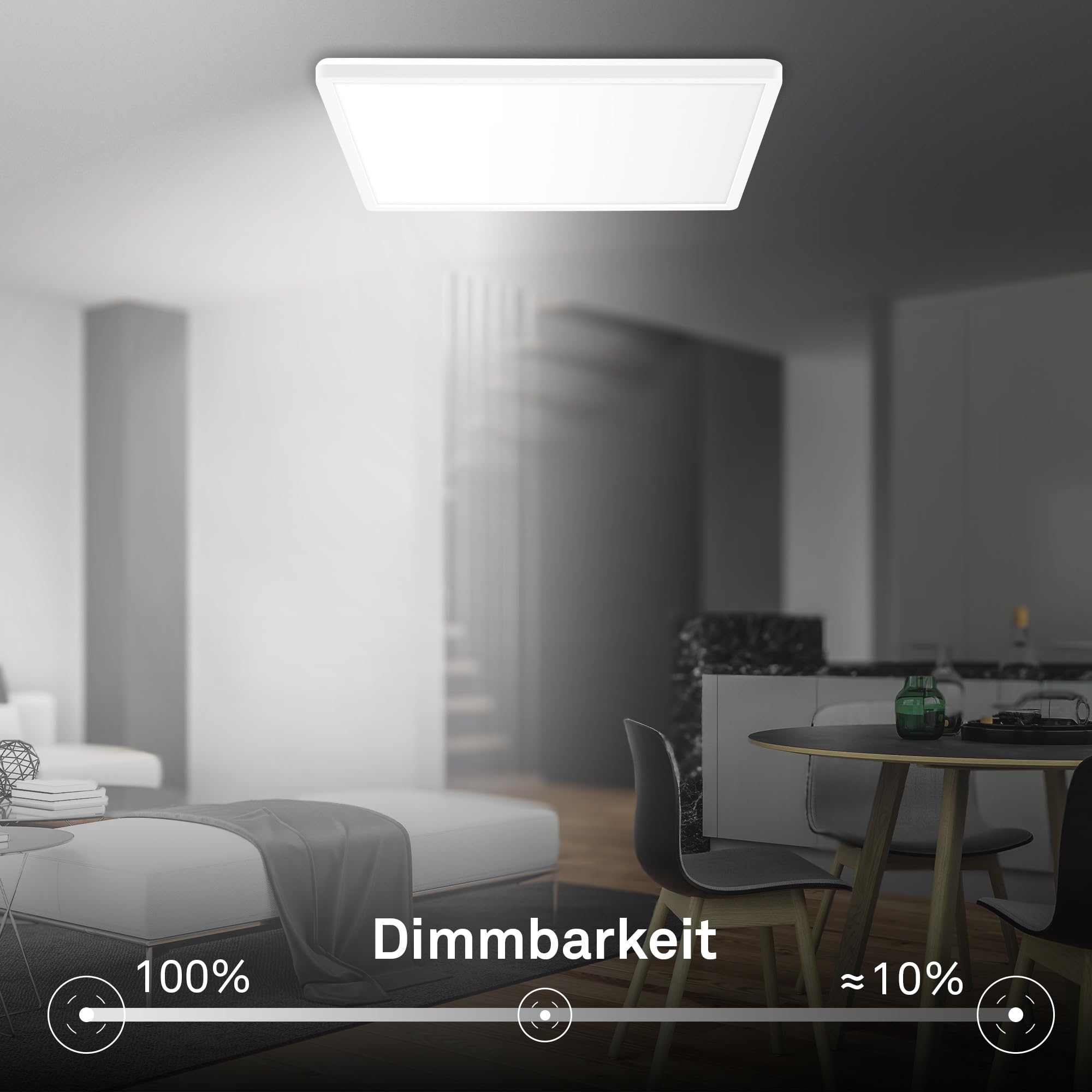 BRILONER - LED Panel mit EEK A Lichtquelle, 14,2 W, 3000lm, flach, CCT warmweiß bis kaltweiß, indirektes Licht, LED Lampe, Deckenleuchte, Wohnzimmerlampe, Deckenlampe, Flurlampe, 42x42x3 cm, Weiß