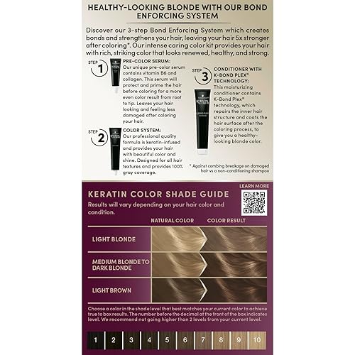 Miniatura 6 de Schwarzkopf - Tinte para el cabello rubio queratina, rubio oscuro 7.0, color permanente de cabello de calidad profesional, sistema de aplicación de