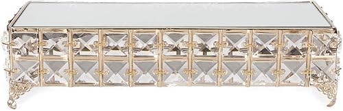 Soporte rectangular para tartas de hierro, cristal forjado chapado en oro, postre de queso, magdalena, bandeja de postre de frutas para el hogar,