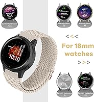 Vista 2 de 18mm Braided Stretchy Nylon Watch Bands Compatible with Garmin Venu 2S/Venu 3S/Vivoactive 4S/Vivomove 3S/Forerunner 255S/Forerunner 265S, Solo Loop