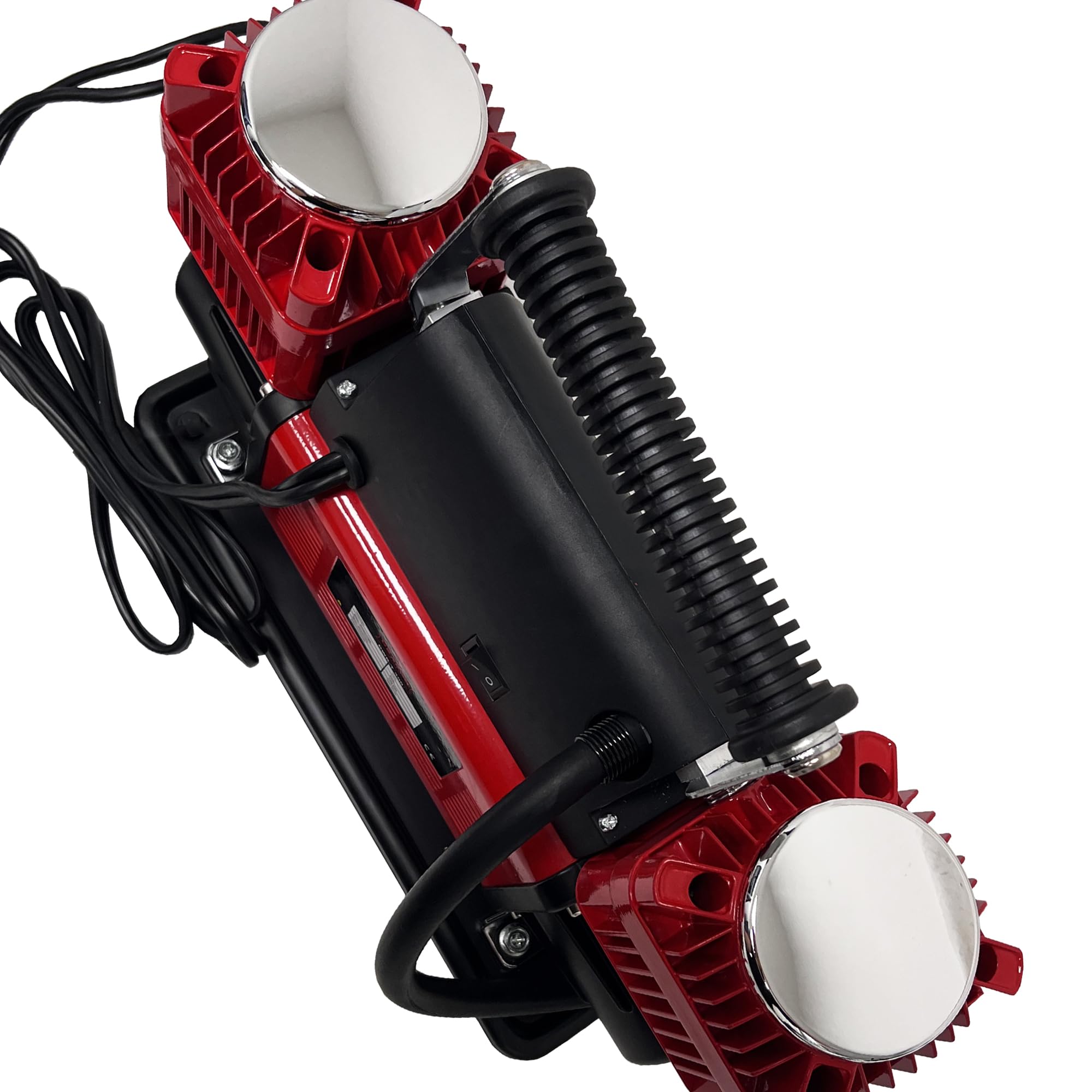 DRAGON WINCH Kompressor 12V | 10.3 BAR / 150 PSI mit Einer Kapazität von 300 l/min + Spiralschlauch mit Manometer, Steckventilende, Transporttasche, 3X wechselbare Spitzen