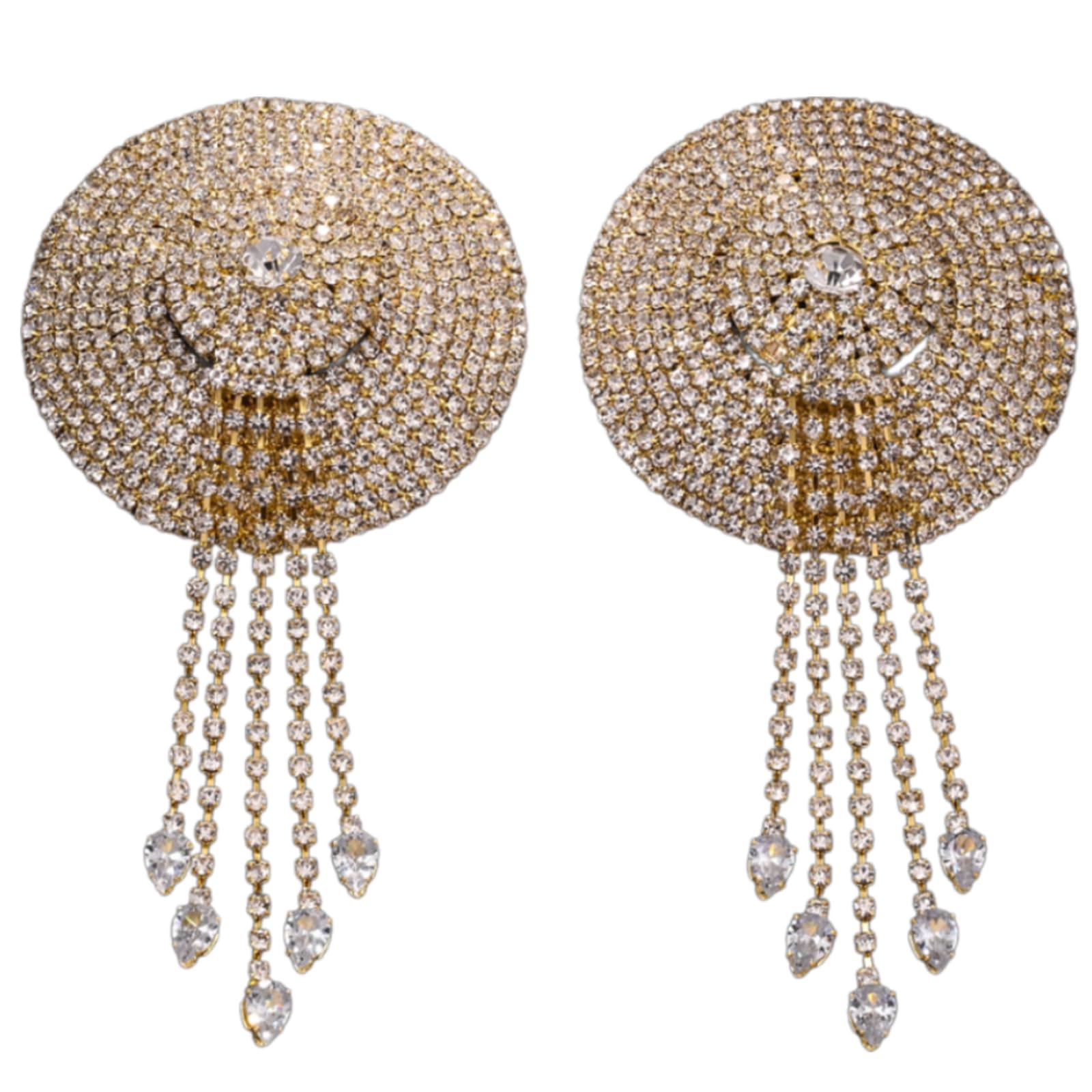 Maxtonser Sparkling Rhinestones Tassels Breast Petals Body Chain for Women Raves Party Adhesive Nipple Covers Body Jewelry Pasties