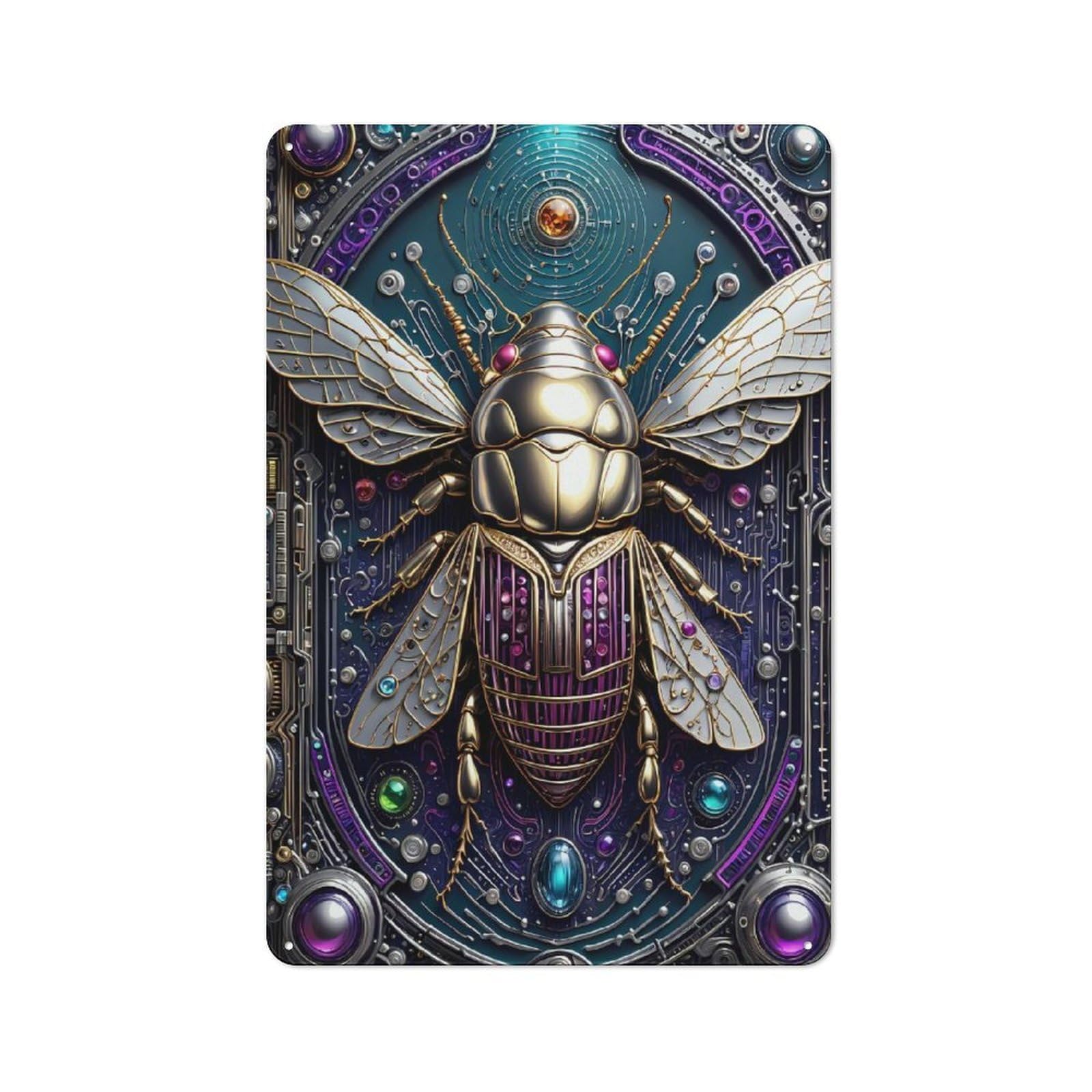 Junmoney Style-3 Galactic Cicada Chronicles Retro Tin Wall Plaque 30X20cm For Guest Room Or Hallway, For Vintage Wall Decor Fans, For Themed Room Decoration