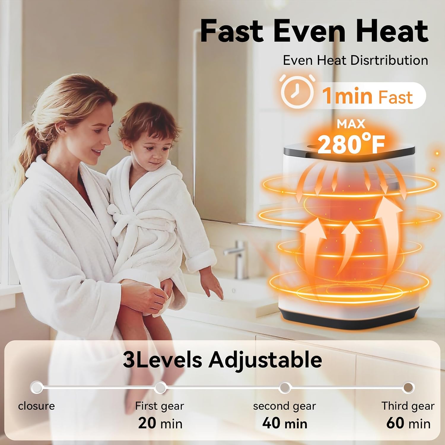 Towel Warmer for Bathroom,23L Blanket Warmers with Timer Function, LED Display, Up to 24 Hours Delay, 3 Heating Modes, Auto Shut-Off,Fragrance Holder, Child Safety Lock for Home, Hot Tub, Spa