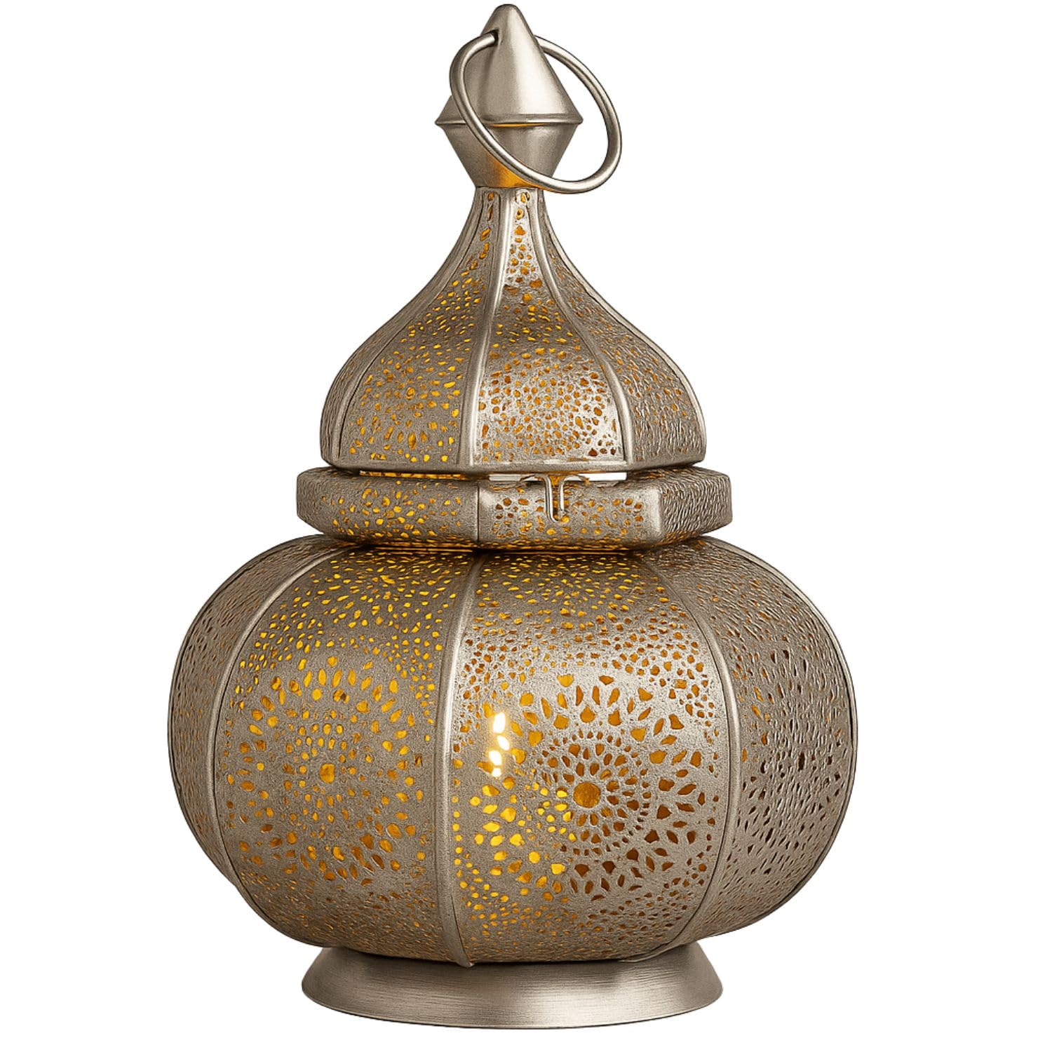 Ziva Oriental Lantern, silver-colored with a gold interior, 30 cm