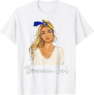 Bosnian Flag Outfit for Girl Blond Souvenirs Bosnia T-Shirt