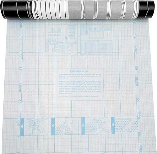 Miniatura 4 de Yifely Etiqueta engomada autoadhesiva de la encimera del trazador de líneas del estante del papel de los muebles a rayas blancas negras 17x