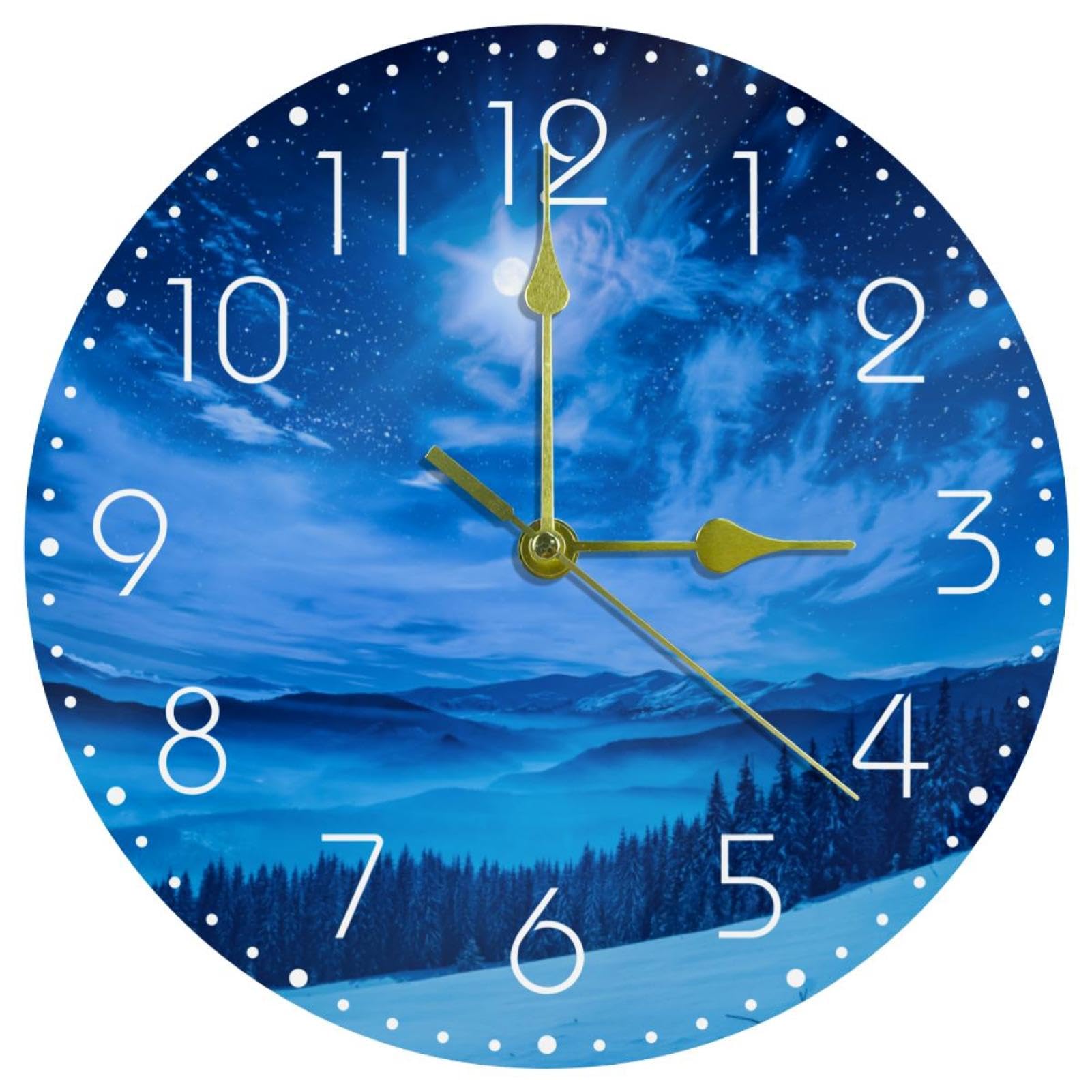 Horloge murale ronde acrylique silencieuse 25,4 cm bleue