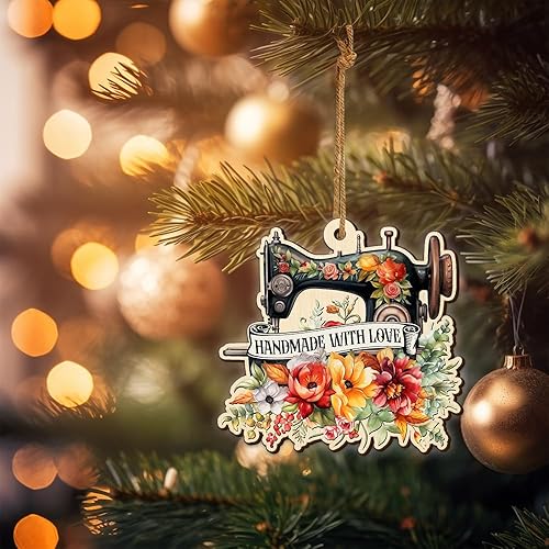 Miniatura 7 de WOASTUFF Impreso en toda la superficie, adorno para máquina de coser, adornos de Navidad de costura, adornos de Navidad, adornos de costura, adorno