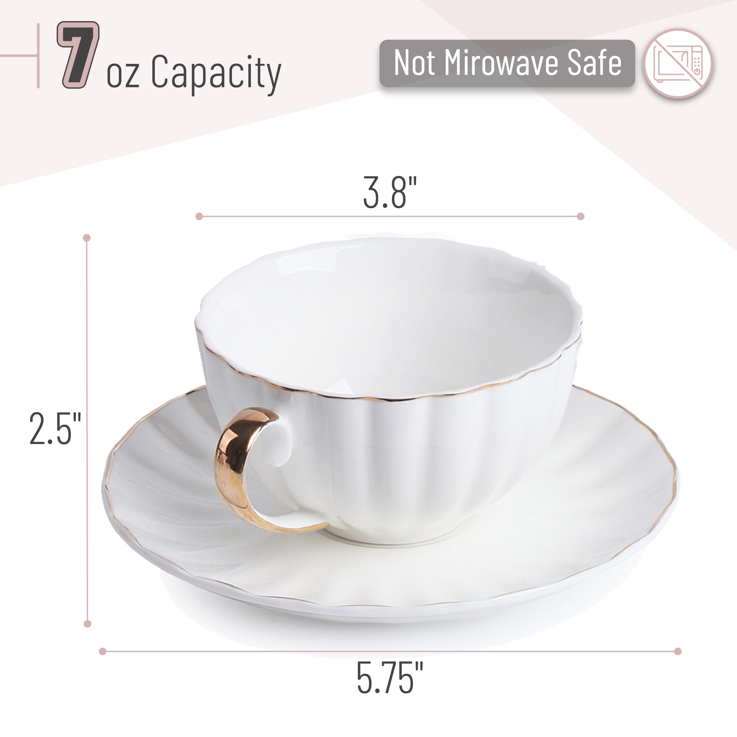Tasses Et Soucoupes En Porcelaine Blanche - Élégance