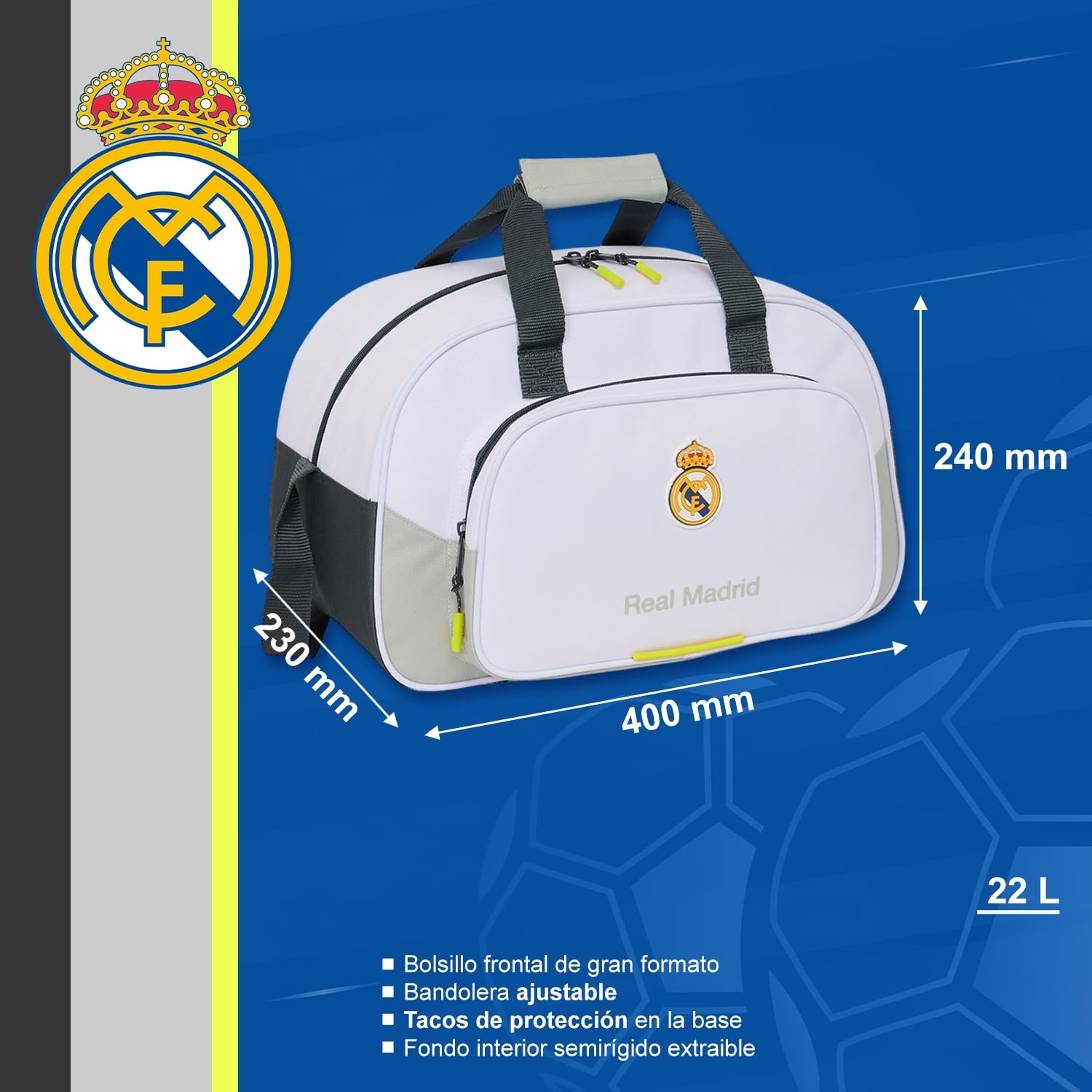 Safta Mochila Real Madrid Gran Capacidad Y Respaldo Acolchado Licencia Oficial Resistente Niños, Jóvenes Y Adultos - Mochila Real Madrid Unisex niños