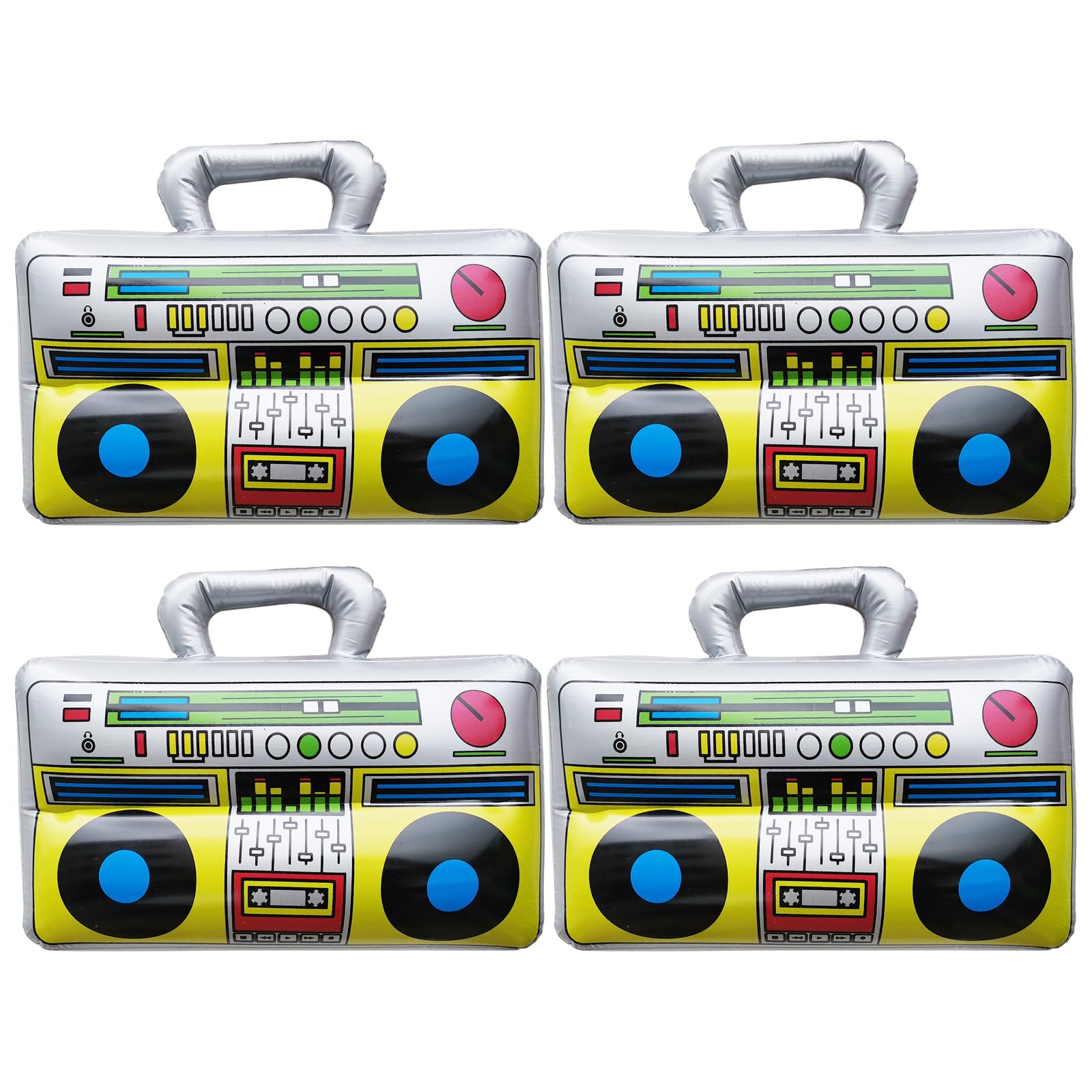 EUPSIIU 4 Piezas Radio Inflable, Juguete Acuático Hinchable de Reproductor de Música, para Fiesta 80 Años 90 Años Accesorios de Fiesta, Fiestas de Rock Carnavales de Música, Halloween (Multicolor)