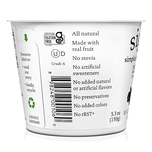 Miniatura 13 de siggi's Yogur islandés sin grasa colado, bayas mixtas de acai, taza individual de 5.3 onzas, yogur grueso y rico en proteínas