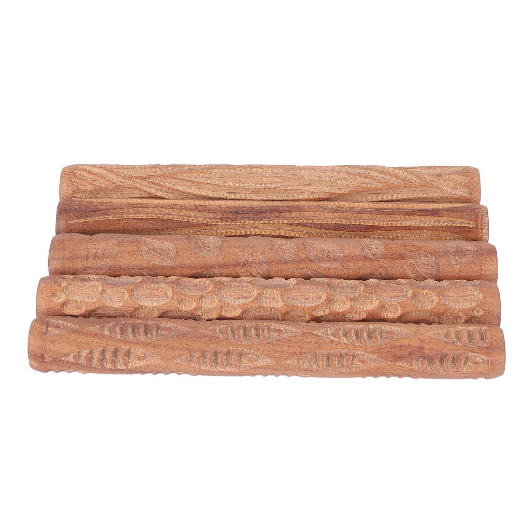 50 Piezas Herramientas de Cerámica Rodillos de Mano de Madera para Arcilla Arcilla Sello Arcilla Rodillo