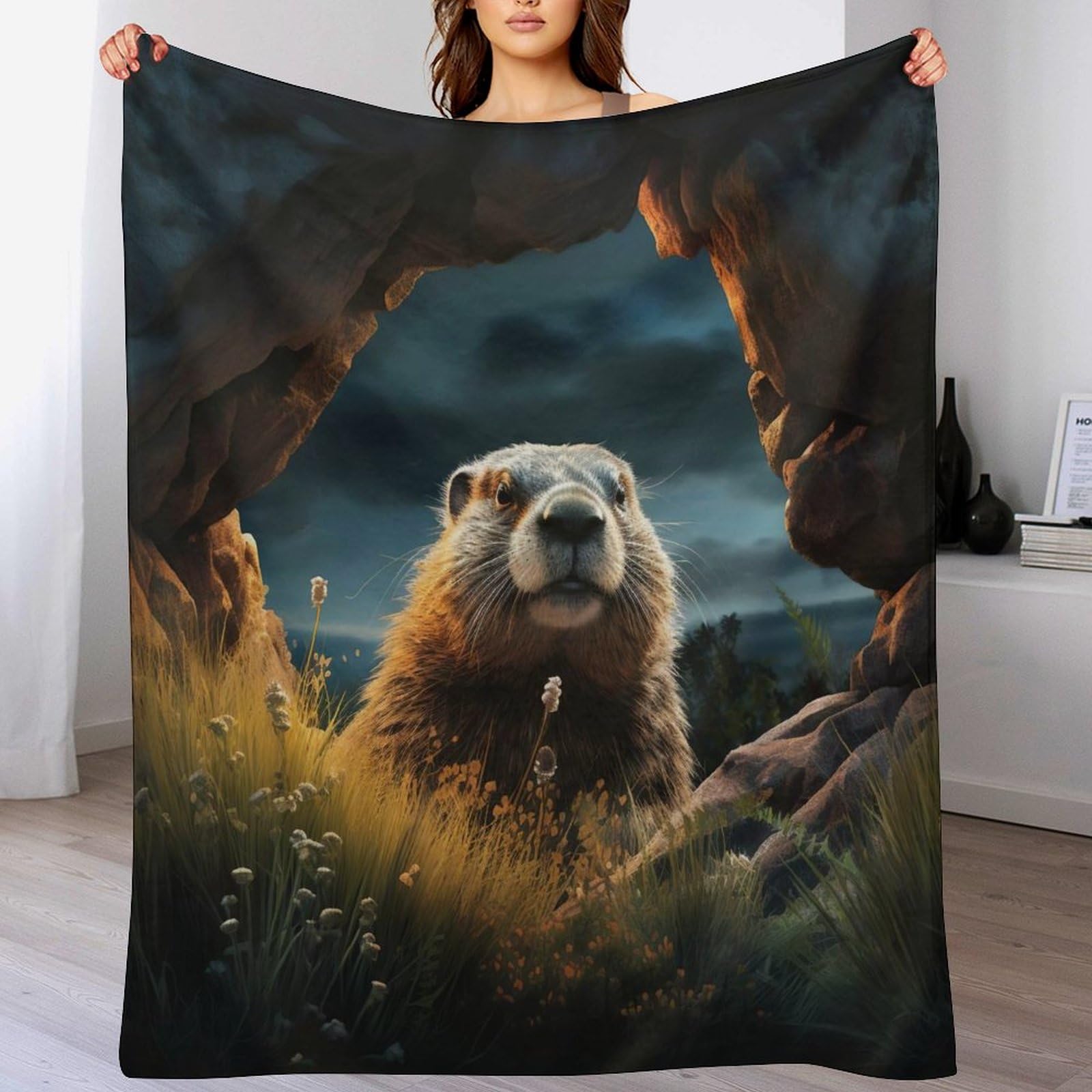 VFSAfiwaf Groundhog Throw Blanket Kids Boys Girls Blankets Printed Throw Fluffy Soft Cozy Plush Blanket for Couch Bed Sofa（150×200cm）