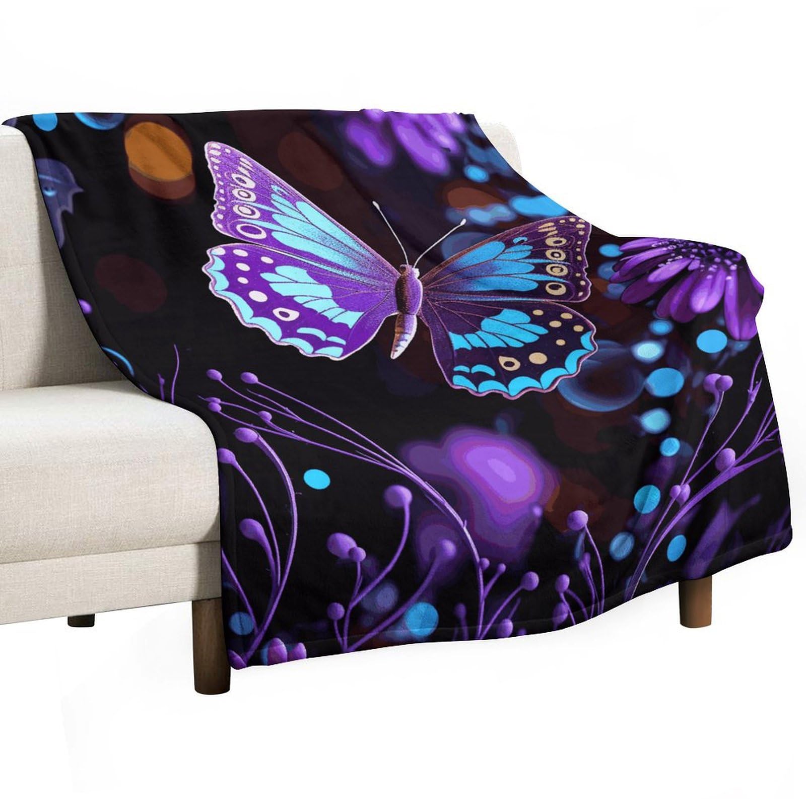 Couverture en flanelle confortable lit et canapé grand plaid violet