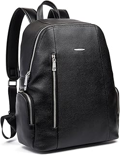 BOSTANTEN Leather Backpack Laptop Travel Camping Shoulder Bag Gym Sports Bags for Men Black