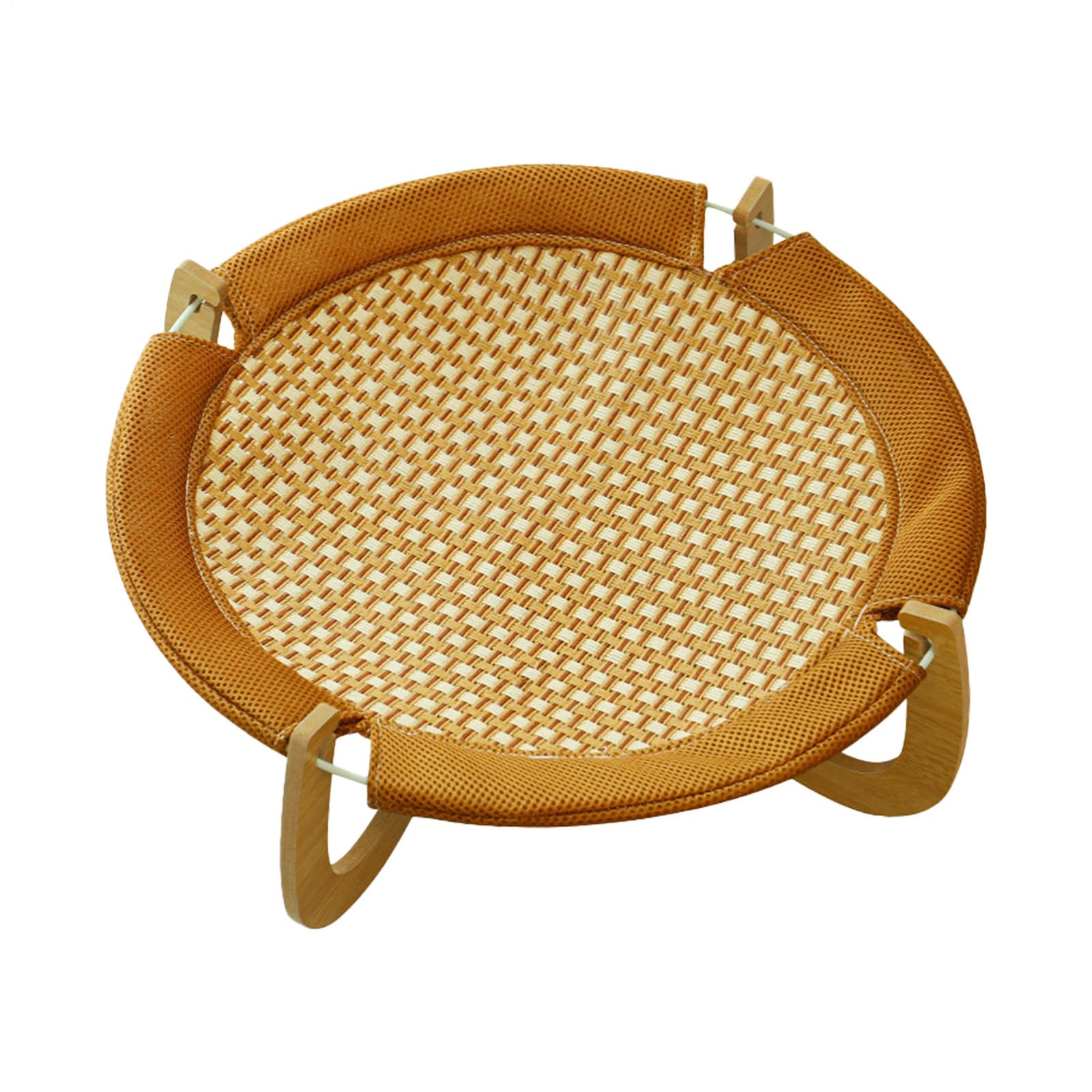 Colchón de enfriamiento de mascotas - Diseño resistente a los arañazos, cuna de gato elevada | Plataforma de ratán tejida con base de madera para descansos de gatitos, comodidad del sueño de verano, d