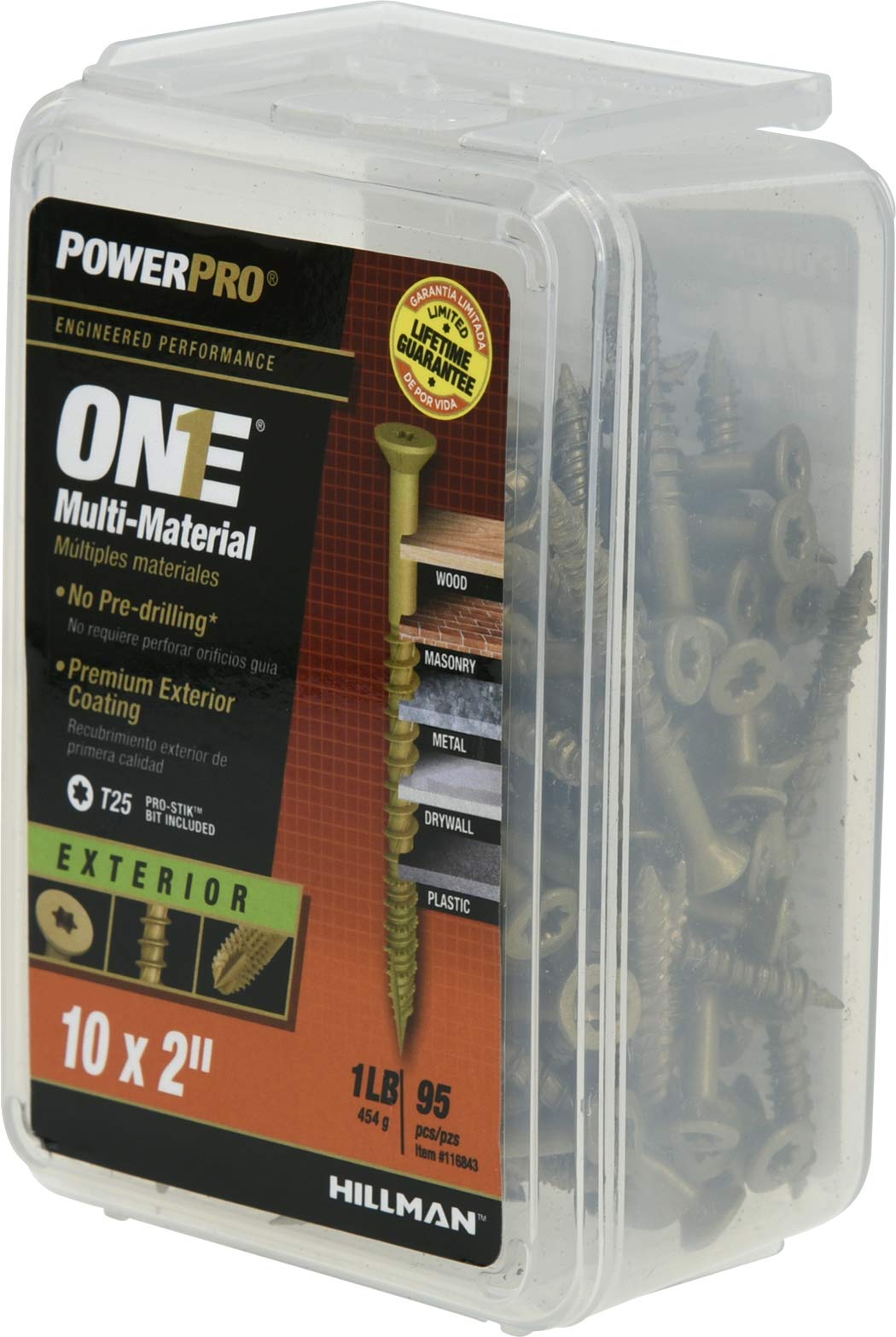 Power Pro One Screws, Flat Head, Bronze Epoxy Coated, #10 x 2-In., 95-Pk. -116843