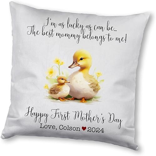 Duck Love Mother's Day, First Mother's Day Custom Pillowcase, Personalized Mother's Day Pillowcase, Gift for Mom, Home Decor